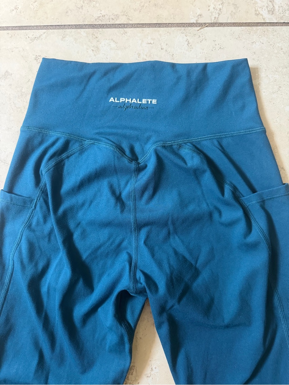 Alphalete Teal High-Rise Performance Leggings with Pockets
